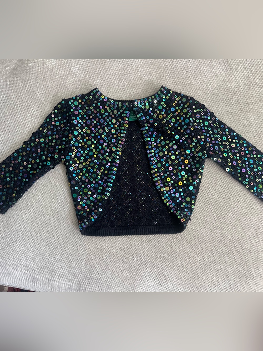 VintageBlack Sequin Cropped Bolero Jacket